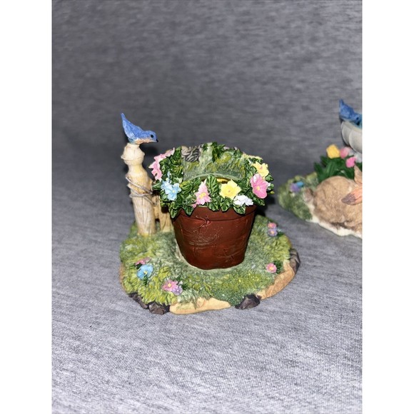 Garden Happy Spring Candle Holders Centerpiece ~ Easter Bunnies Pot Watering Can - Picture 14 of 16